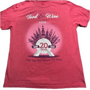Disney Parks T-Shirt Men Extra Large Food Wine Festival 2015 Double Sided XL